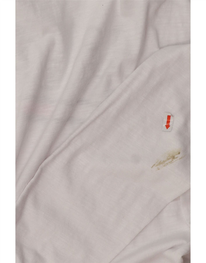 TOMMY HILFIGER Top grafic supradimensionat pentru femei cu mânecă lungă UK 10 Small White