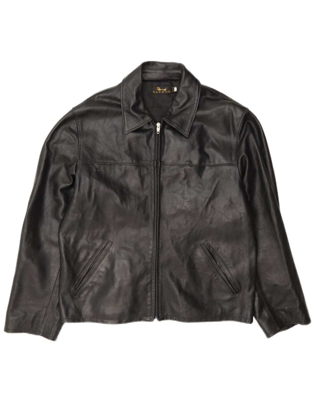 Jachetă de piele vintage pentru bărbați UK 40 Large Black