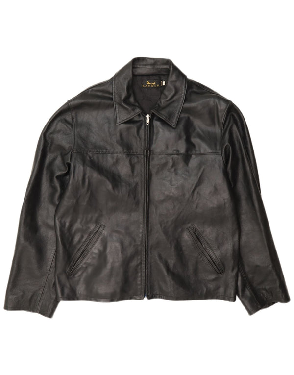 Jachetă de piele vintage pentru bărbați UK 40 Large Black