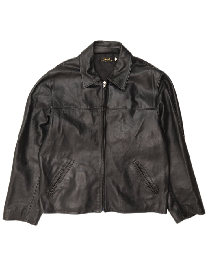 Jachetă de piele vintage pentru bărbați UK 40 Large Black