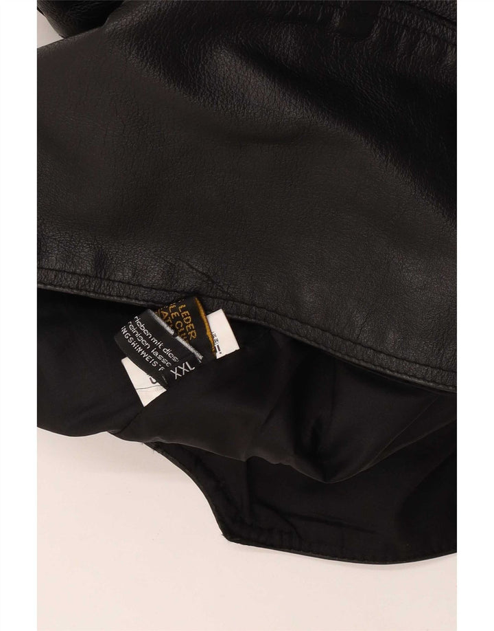 Vestă din piele vintage pentru bărbați 2XL din piele neagră