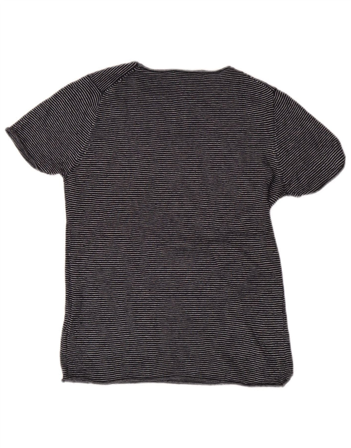 Top tricou pentru femei Zara UK 12 Medium Bleumarin cu dungi Modal