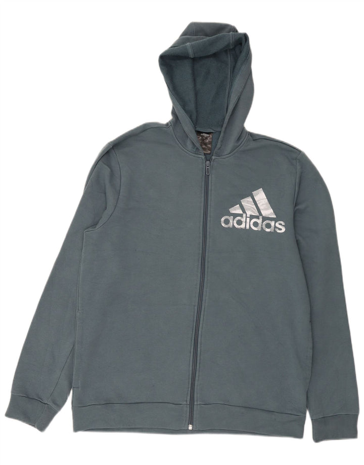 Pulover pentru bărbați Adidas Graphic Zip, bumbac albastru mediu