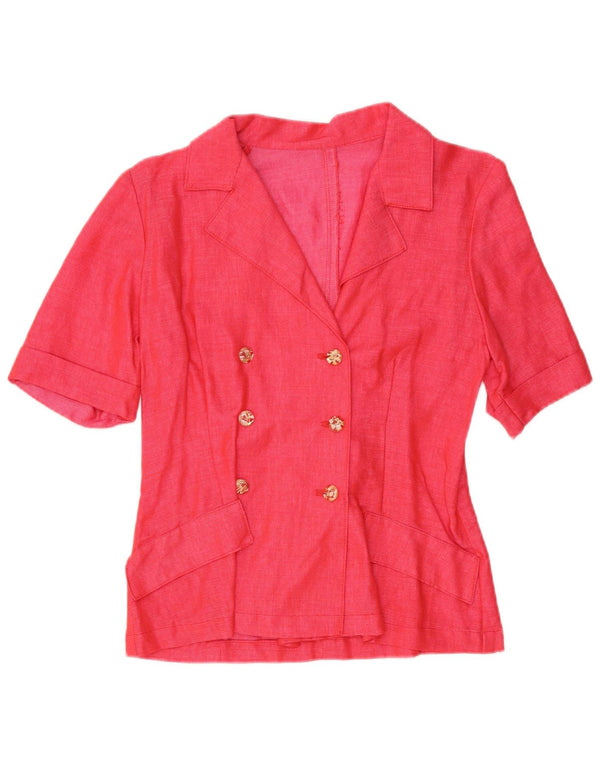 Cardigan cu mânecă scurtă pentru femei vintage, cu două piept, cardigan UK 10 mic roz
