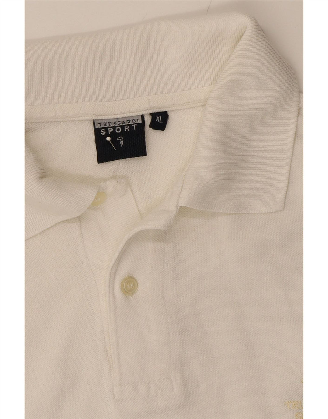TRUSSARDI Mens Polo Shirt XL White Cotton Classic Vintage Trussardi and Second-Hand Trussardi from Messina Hembry 