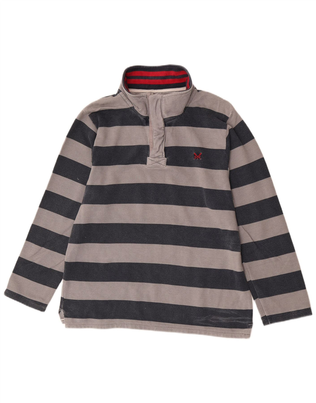 Crew Clothing Hanorac pentru bărbați, cu fermoar și gât, Jumper Medium Gri în dungi