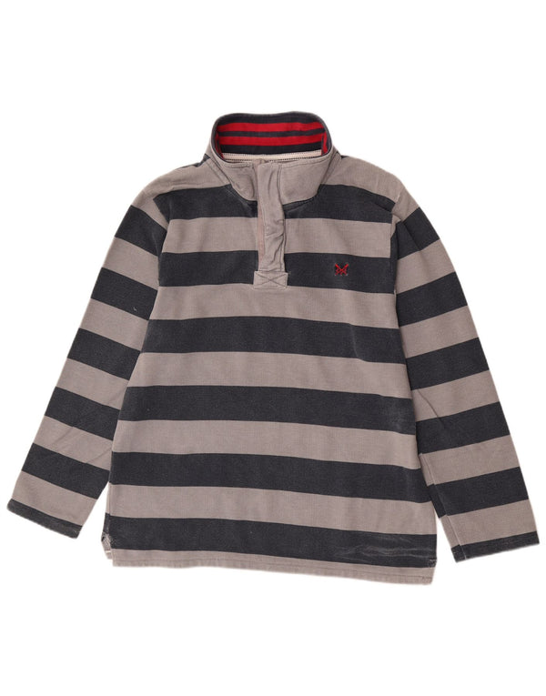 Crew Clothing Hanorac pentru bărbați, cu fermoar și gât, Jumper Medium Gri în dungi