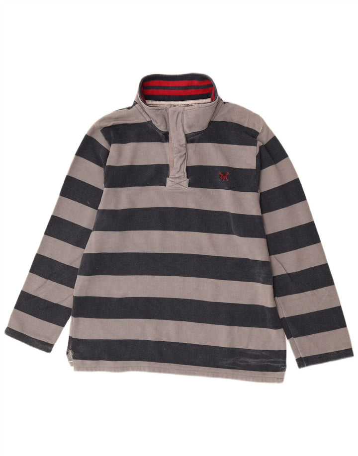 Crew Clothing Hanorac pentru bărbați, cu fermoar și gât, Jumper Medium Gri în dungi