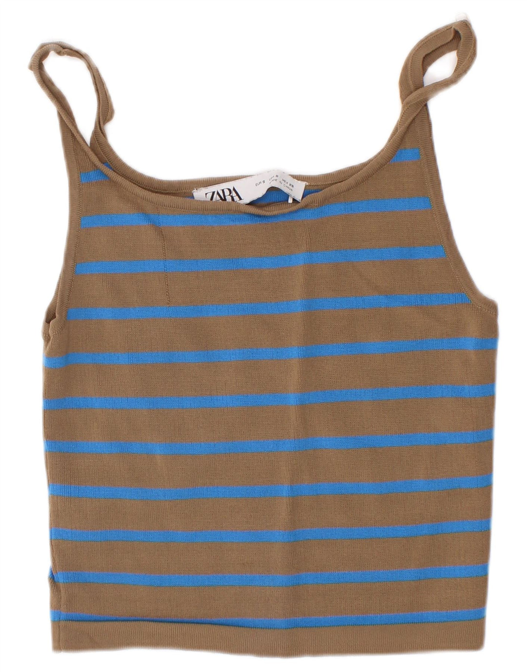 Top crop pentru femei Zara UK 8, mic maro, viscoză cu dungi