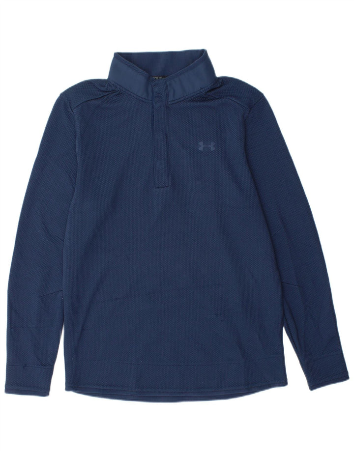 Hanorac pentru bărbați UNDER ARMOUR Cold Gear cu gât cu nasturi Pulover mediu bleumarin