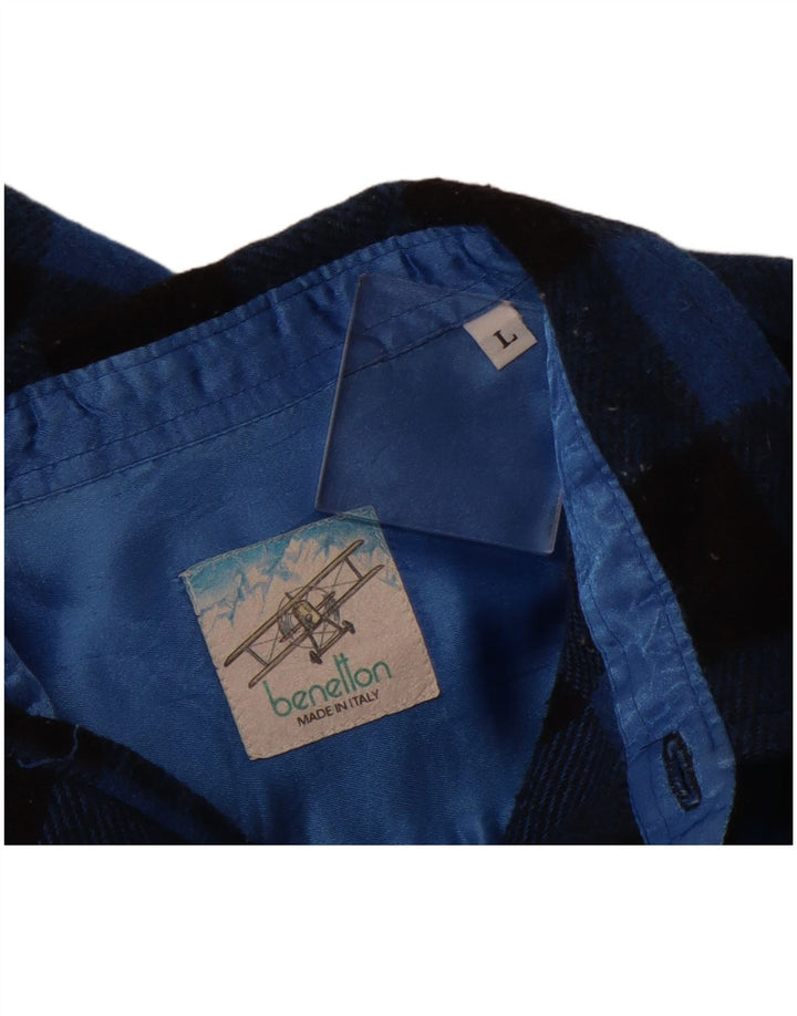 Cămașă de flanel lumberjack pentru bărbați BENETTON, mare, albastră