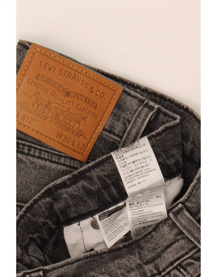 Levi's Mens 512 Distressed Slim Jeans W30 L32 Grey Cotton