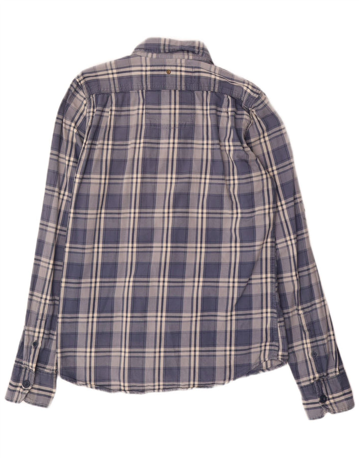 Cămașă de flanel pentru bărbați Superdry, bumbac cu carouri albastru mediu