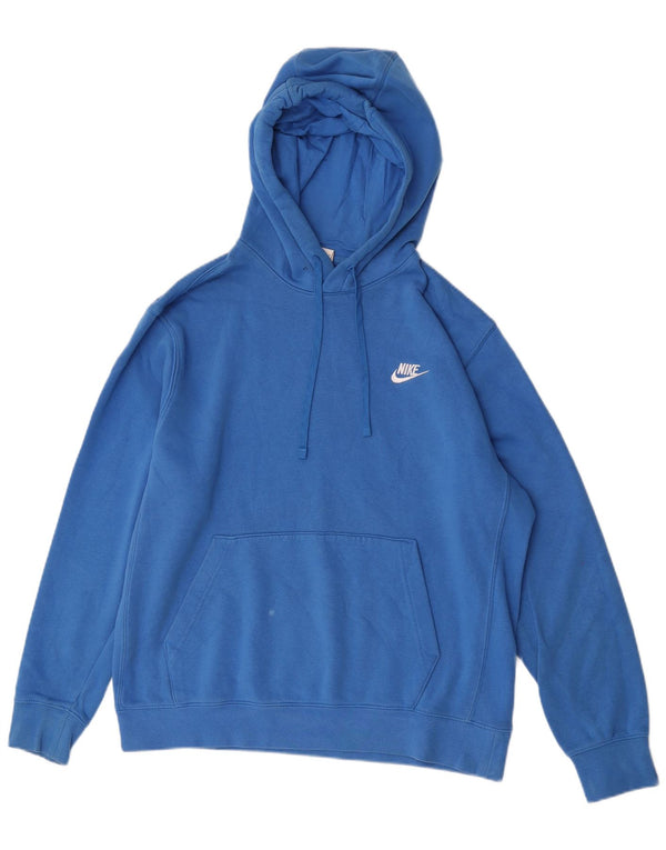 Nike Mens Hoodie Jumper Large Blue Cotton