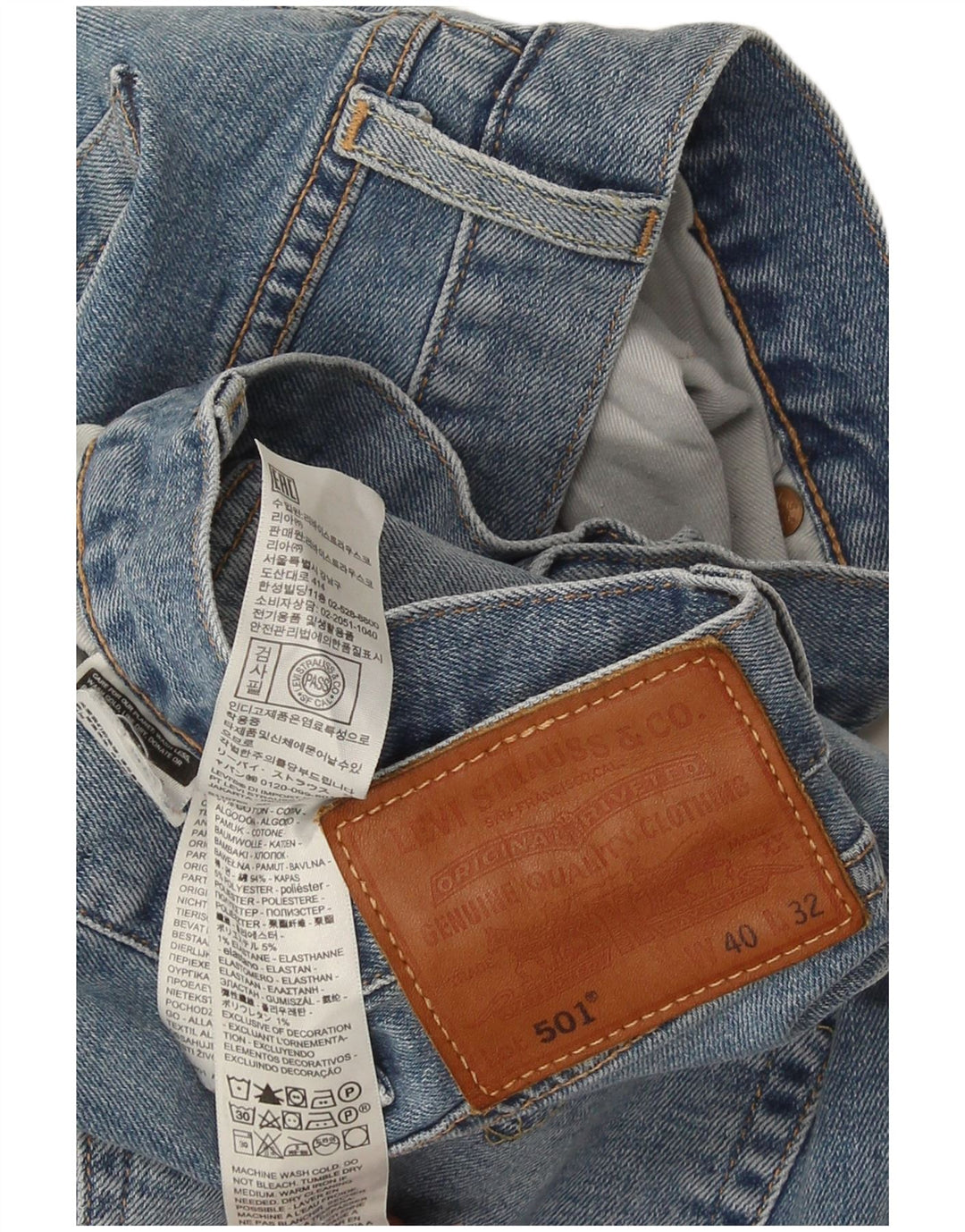 Blugi drepti pentru bărbați Levi's 501 W40 L32 Bumbac albastru