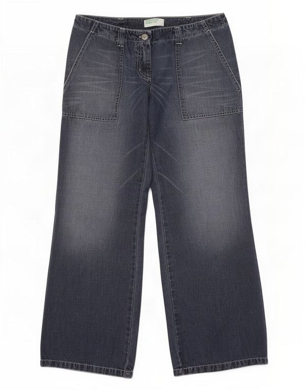 Blugi Benetton pentru femei cu picioare largi IT 44 Medium W30 L34 Bumbac bleumarin