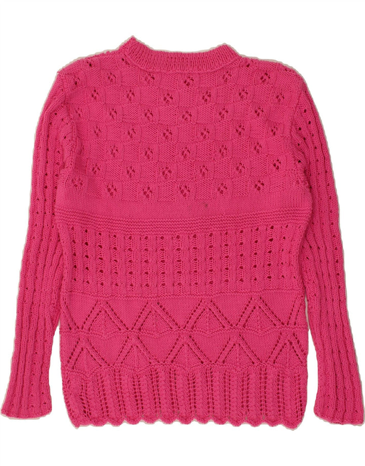 VINTAGE Womens Boat Neck Jumper Sweater UK 14 Medium Pink Vintage Vintage and Second-Hand Vintage from Messina Hembry 