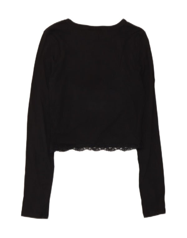 Topshop pentru femei Crop Top cu mânecă lungă UK 10 Small Black