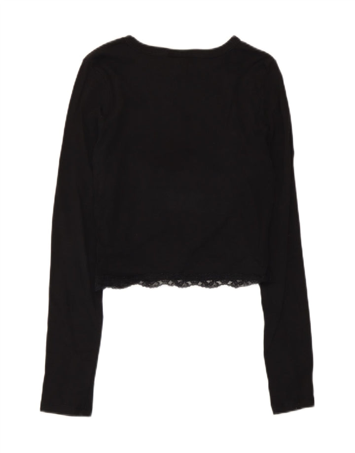 Topshop pentru femei Crop Top cu mânecă lungă UK 10 Small Black