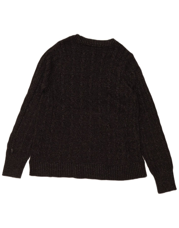 Pulover Tommy Hilfiger pentru damă, cu gât turnat, bumbac mediu negru UK 12