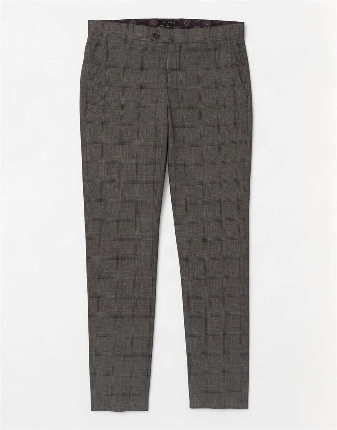Pantaloni casual subțiri pentru bărbați Ted Baker L32 L31 poliester cu carouri gri