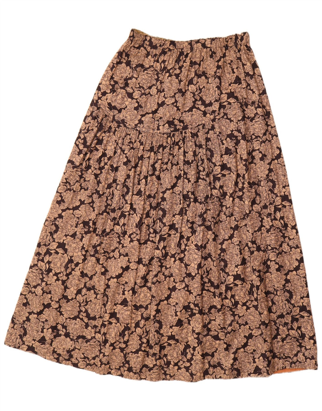VINTAGE Fusta A-Line pentru femei Medium W30 Maro Viscoză Florală