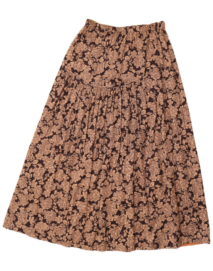 VINTAGE Fusta A-Line pentru femei Medium W30 Maro Viscoză Florală