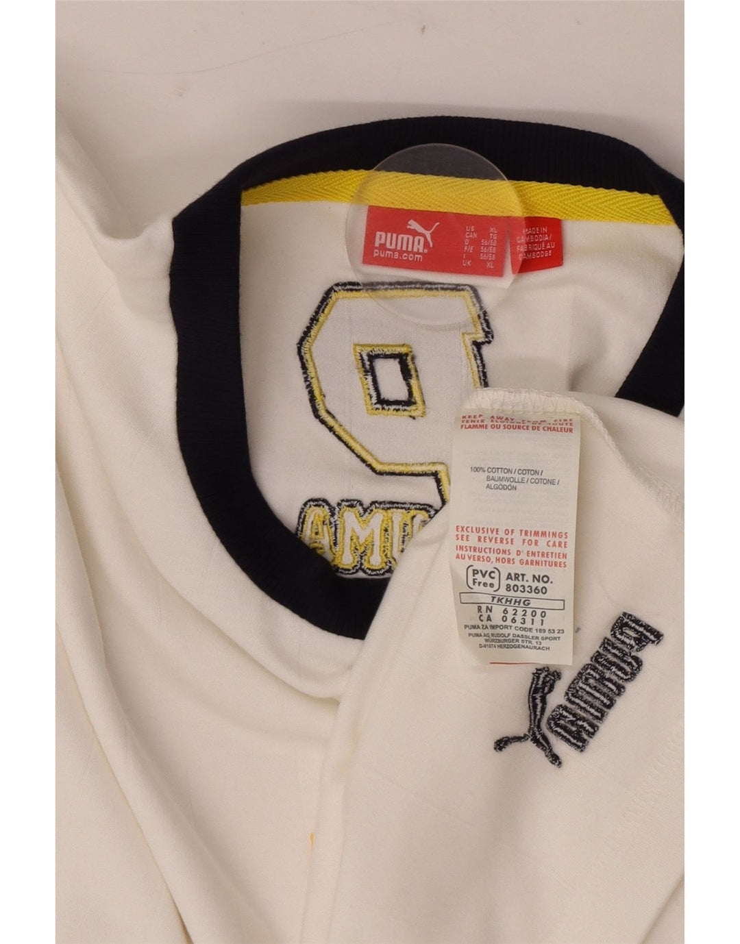 Tricou cu mânecă lungă Puma pentru bărbați, bumbac alb