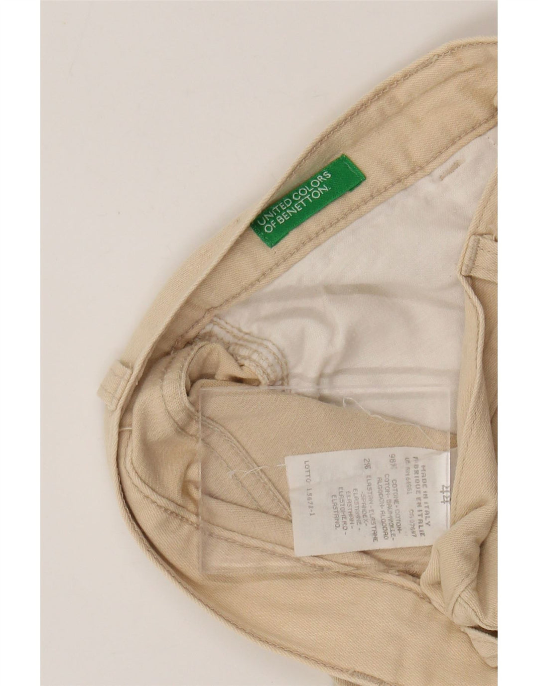 BENETTON Pantaloni tăiați cu talie înaltă pentru femei IT 44 Medium L26 L24 Bej
