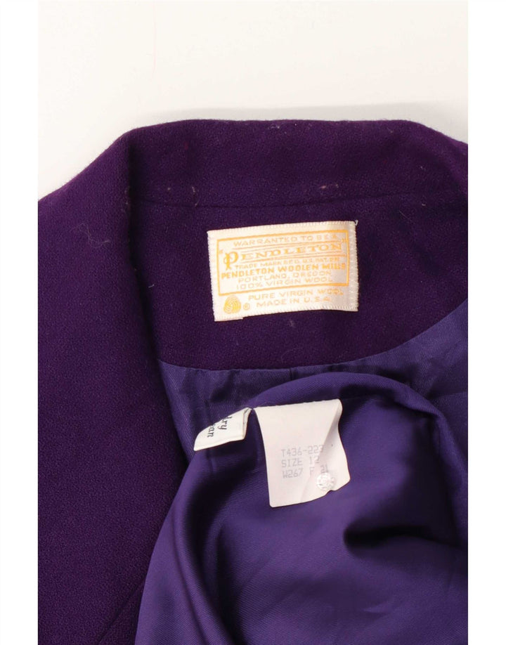 Jachetă Pendleton pentru femei cu 1 nasture, UK 12, lână virgină violet mediu