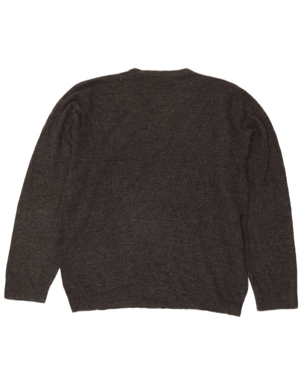 Marks & Spencer Mens Blue Harbour V-Neck Jumper Sweater Large Grey Acrylic