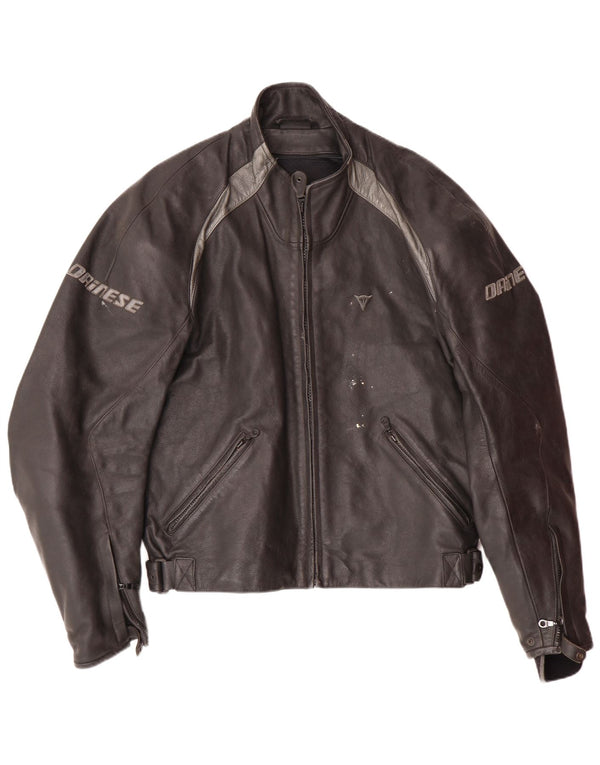 Jachetă pentru bărbați DAINESE Graphic Racer Mărimea 54, mare, neagră, din piele color bloc