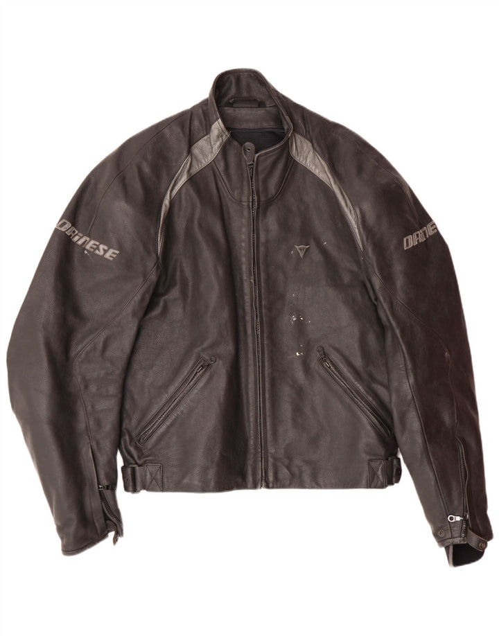 Jachetă pentru bărbați DAINESE Graphic Racer Mărimea 54, mare, neagră, din piele color bloc