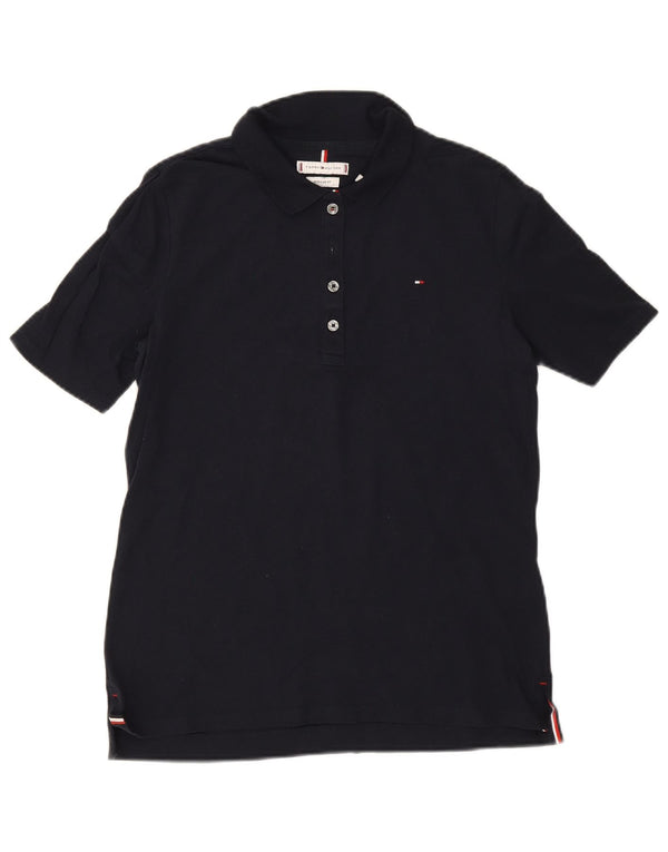 Tricou polo Tommy Hilfiger pentru femei, cu croiala normală, UK 12, bumbac mediu albastru bleumarin