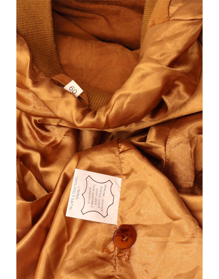 Bomber vintage pentru bărbați din piele intoarsa IT 60 3XL din piele maro