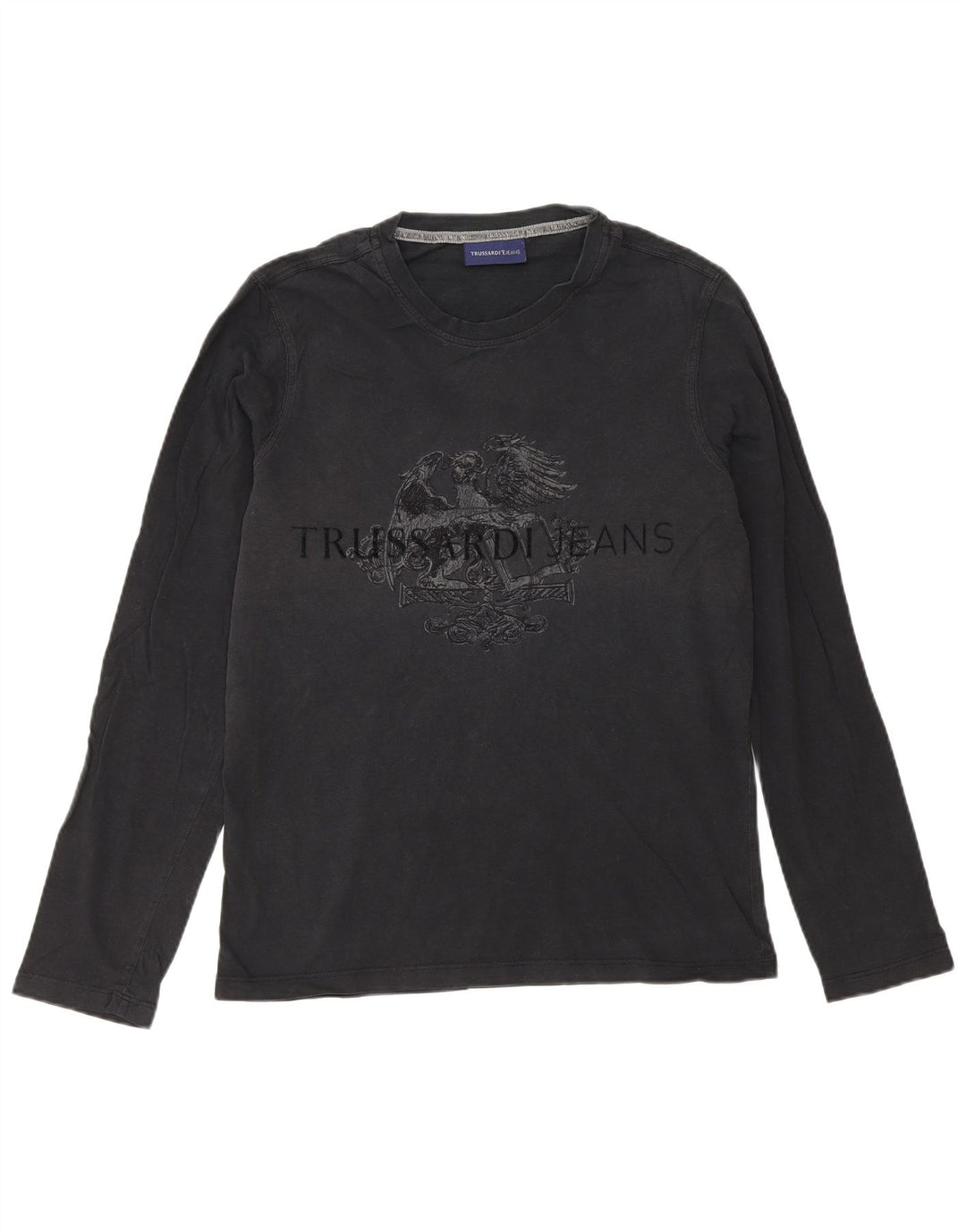 Trussardi Jeans Top grafic pentru bărbați cu mânecă lungă, mic, negru