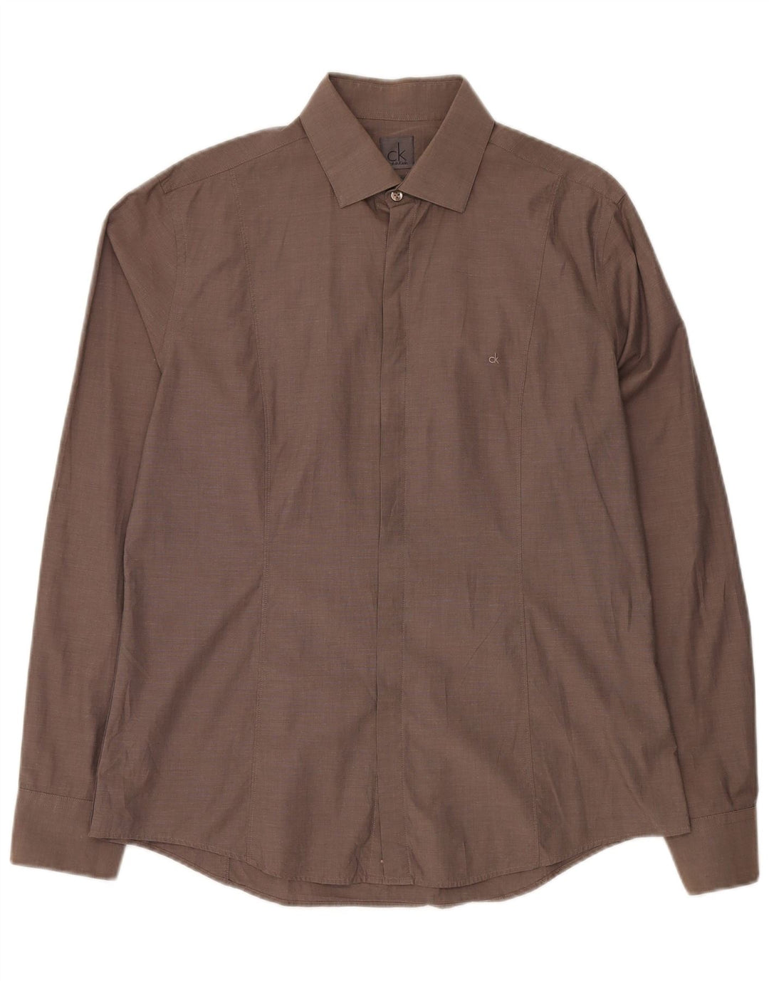 Cămașă pentru bărbați Calvin Klein Slim Fit Mărimea 42 16 1/2 Mare bumbac maro