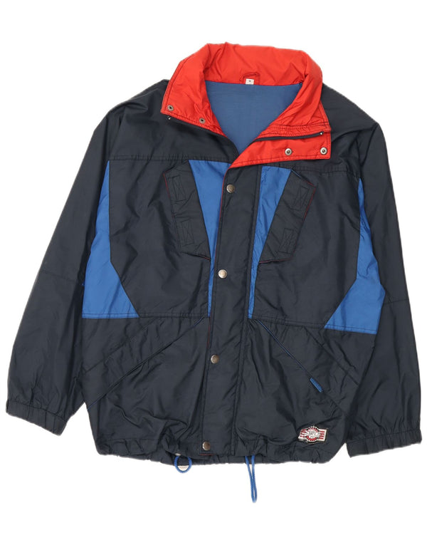 Jachetă de vânt cu glugă pentru bărbați Brugi UK 38 Medium Bleumarin Colorblock