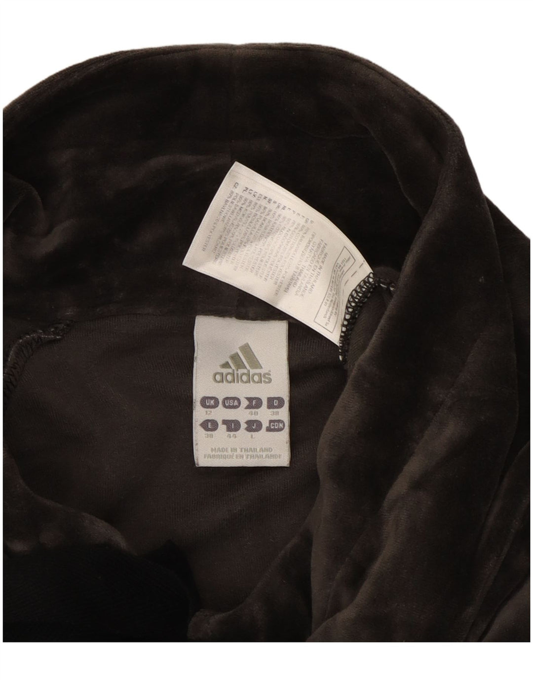 Jachetă de trening din catifea ADIDAS pentru femei UK 12, bumbac gri mediu