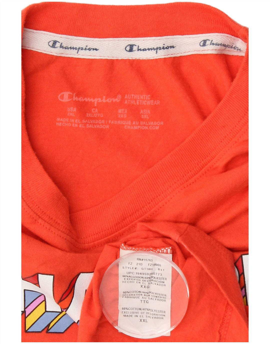 Tricou grafic pentru femei CHAMPION Top UK 20 2XL Bumbac portocaliu