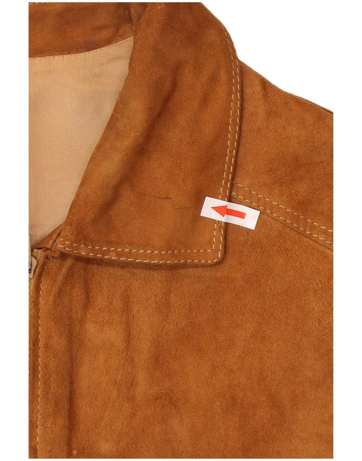 Bomber Vintage pentru bărbați din piele intoarsa IT 48 Maro Mediu