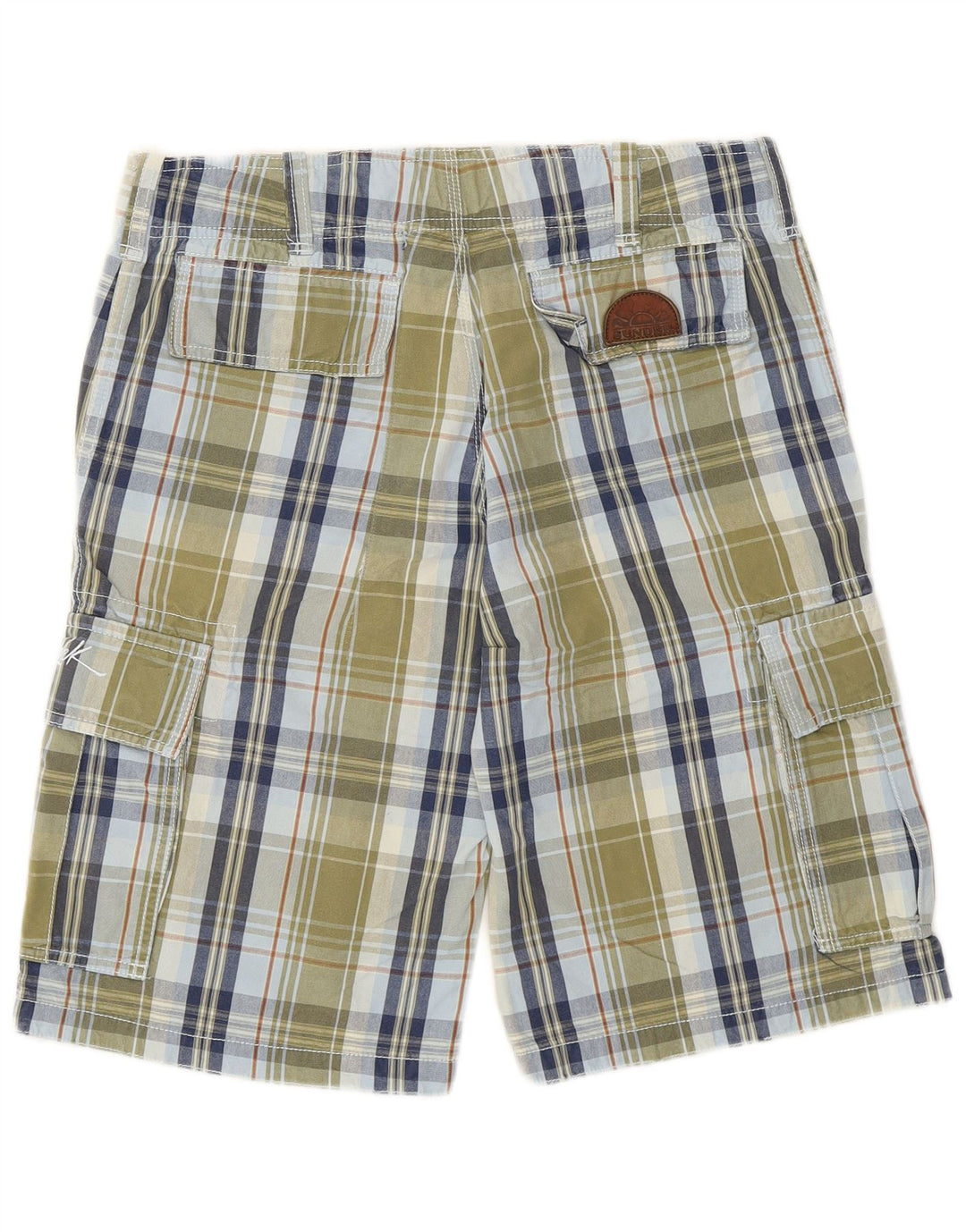 Pantaloni scurti cargo Sundek pentru bărbați W32, bumbac cu carouri medii kaki