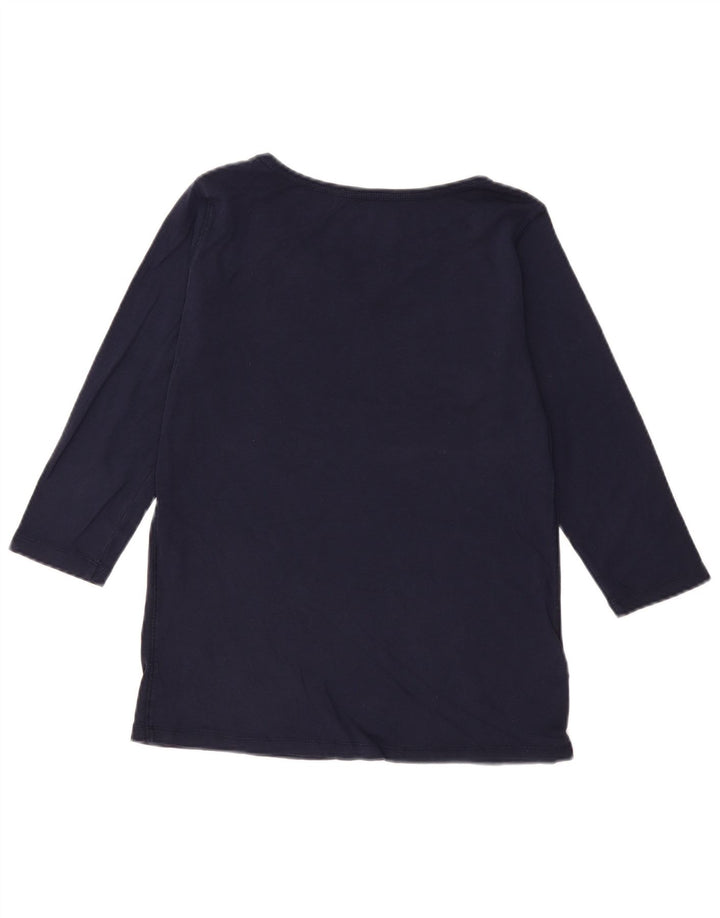 EDDIE BAUER Top pentru femei cu mâneci 3/4 UK 16 mare, albastru bleumarin, bumbac