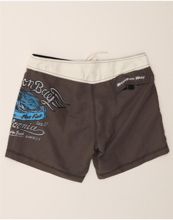 Pantaloni scurți de înot grafic pentru bărbați Scorpion Bay, gri mediu, bloc de culoare