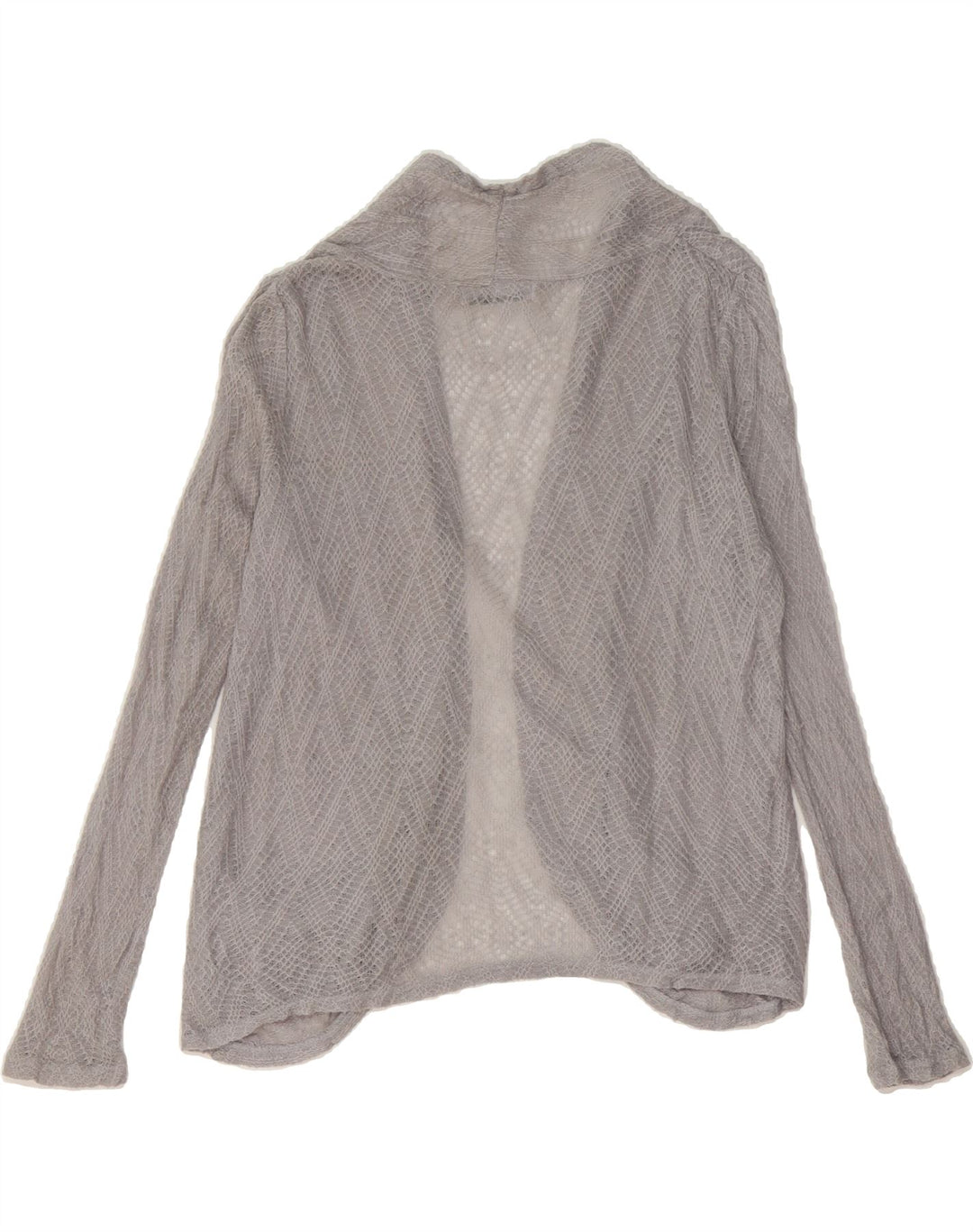 ASICS Womens Open Cardigan Sweater UK 6 XS Grey Argyle/Diamond Vintage Asics and Second-Hand Asics from Messina Hembry 