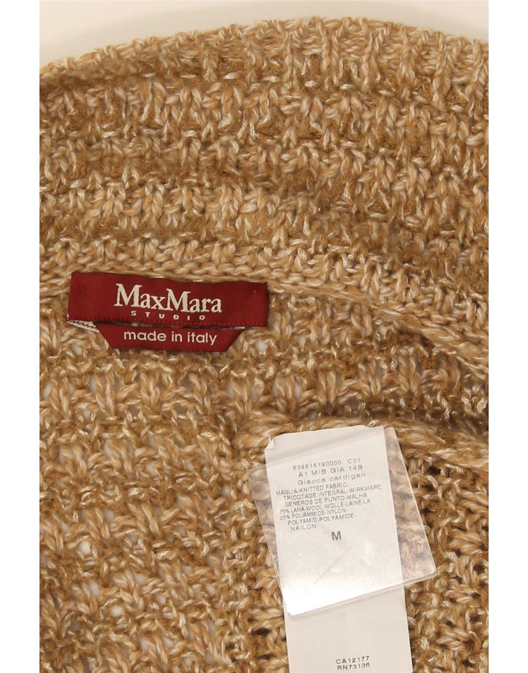 Pulover cardigan deschis pentru femei Max Mara UK 14 Lână maro medie