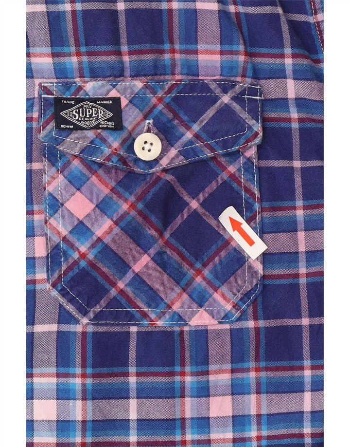 Cămașă cu mânecă scurtă pentru bărbați Superdry, bumbac cu carouri albastre mari