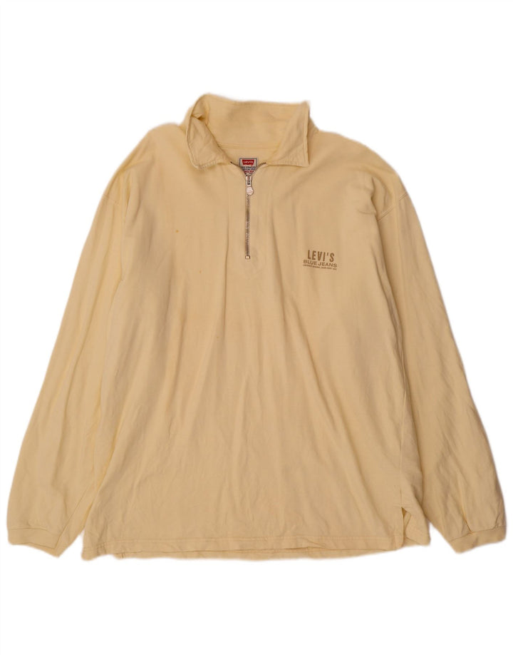 Pulover pentru bărbați Levi's cu gât polo, bumbac mare, bej