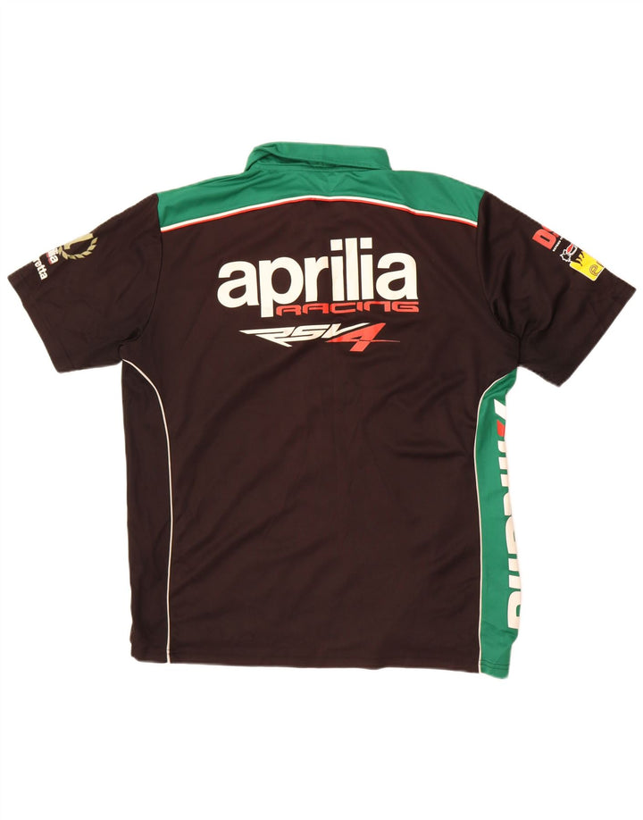 Tricou polo cu grafică pentru bărbați Aprilia, mare, negru, poliester bloc de culoare