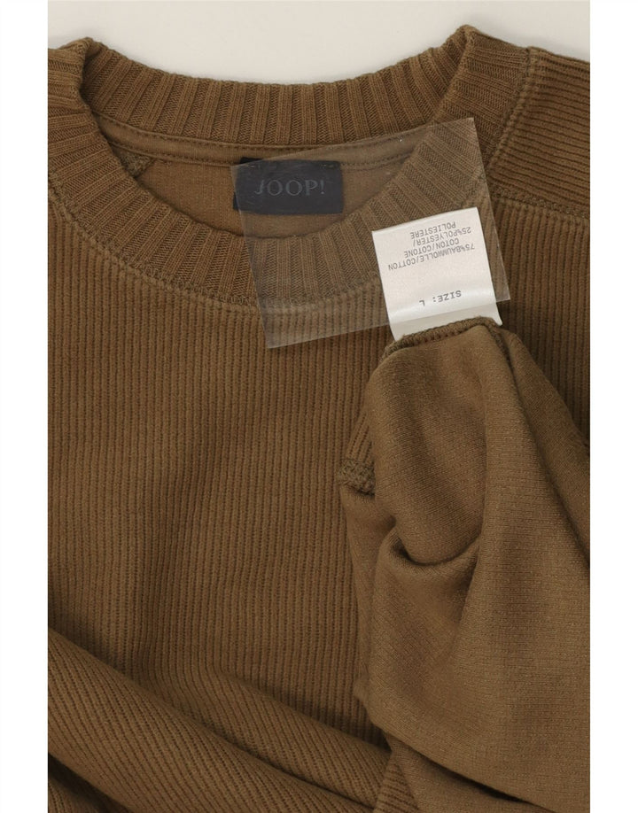 JOOP Mens Crew Neck Jumper Sweater Large Brown Cotton Vintage Joop and Second-Hand Joop from Messina Hembry 